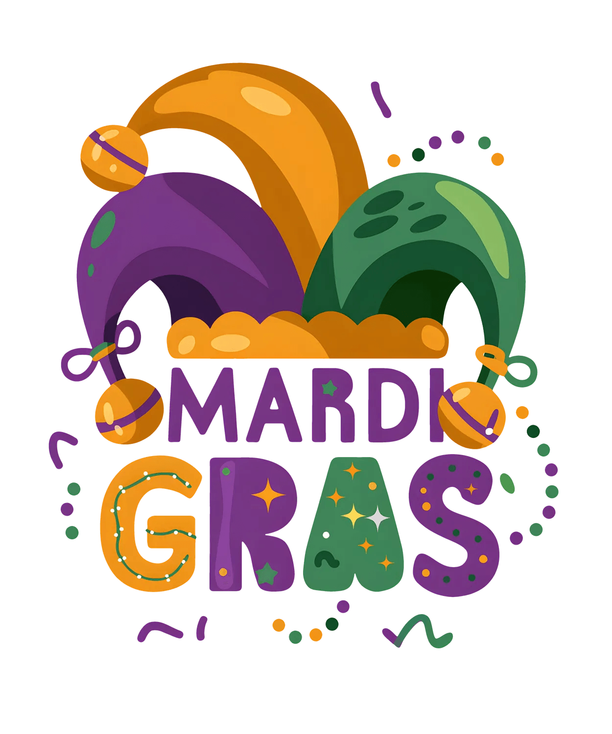 Mardi Gras Festivity - DTF Ready to Press - Heat Press Transfer