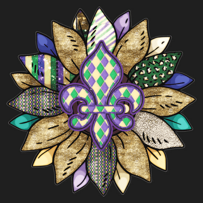 Mardi Gras Fleur-de-Lis - DTF Ready to Press - Heat Press Transfer