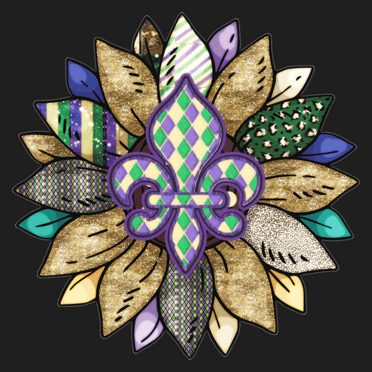 Mardi Gras Fleur-de-Lis - DTF Ready to Press - Heat Press Transfer