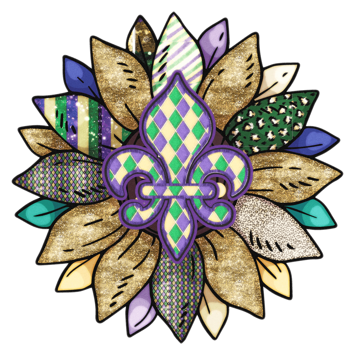 Mardi Gras Fleur-de-Lis - DTF Ready to Press - Heat Press Transfer