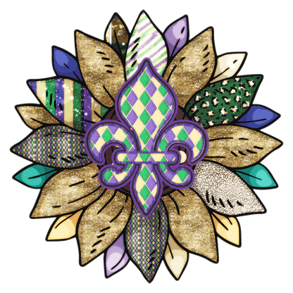 Mardi Gras Fleur-de-Lis - DTF Ready to Press - Heat Press Transfer
