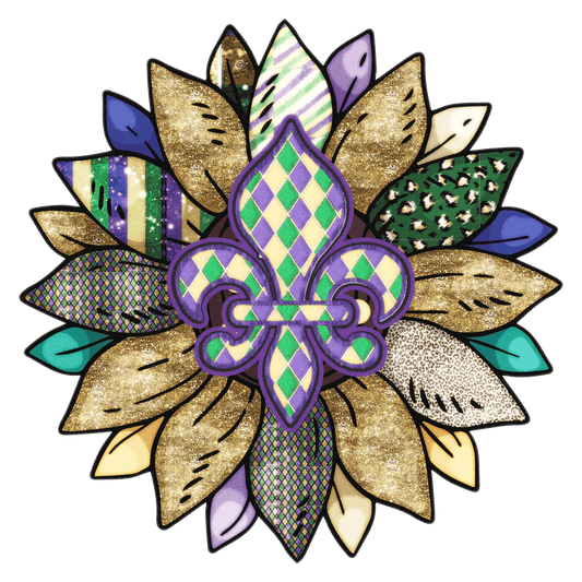 Mardi Gras Fleur-de-Lis - DTF Ready to Press - Heat Press Transfer