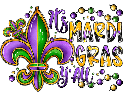 Mardi Gras Fleur-de-lis - DTF Ready to Press - Heat Press Transfer