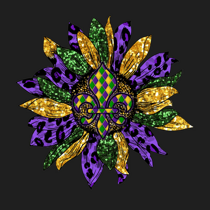 Mardi Gras Flower - DTF Ready to Press - Heat Press Transfer