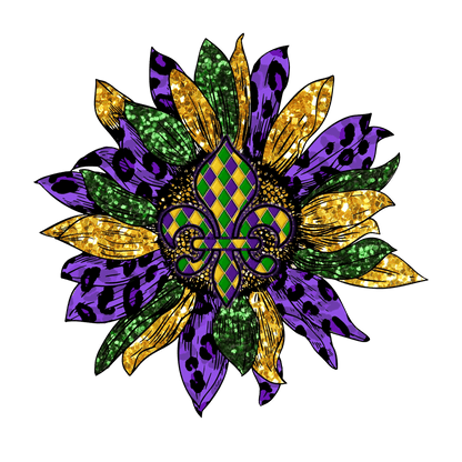 Mardi Gras Flower - DTF Ready to Press - Heat Press Transfer
