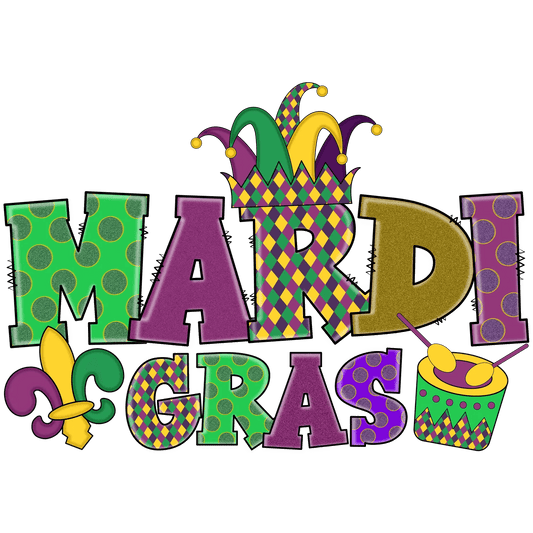 Mardi Gras Fun - DTF Ready to Press - Heat Press Transfer