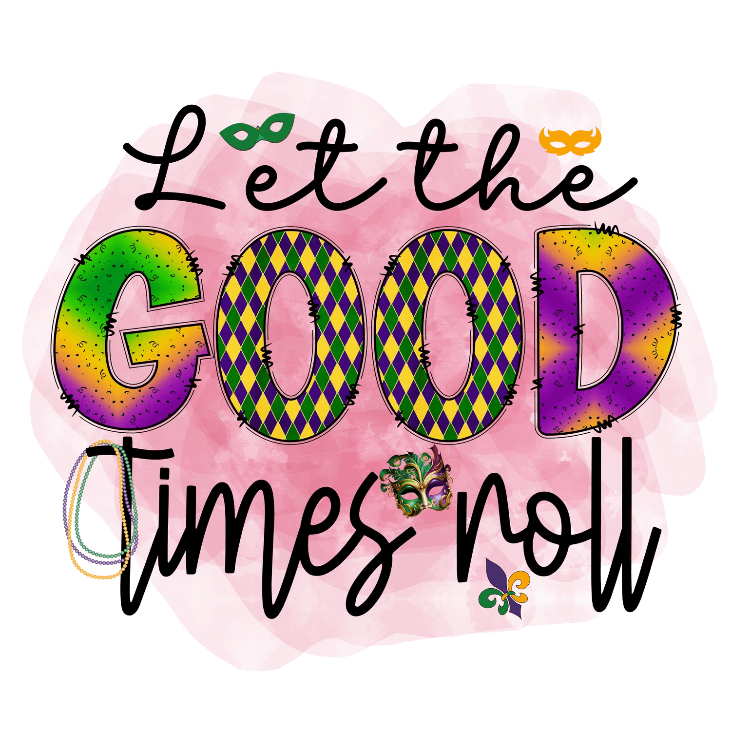 Mardi Gras Fun - DTF Ready to Press - Heat Press Transfer