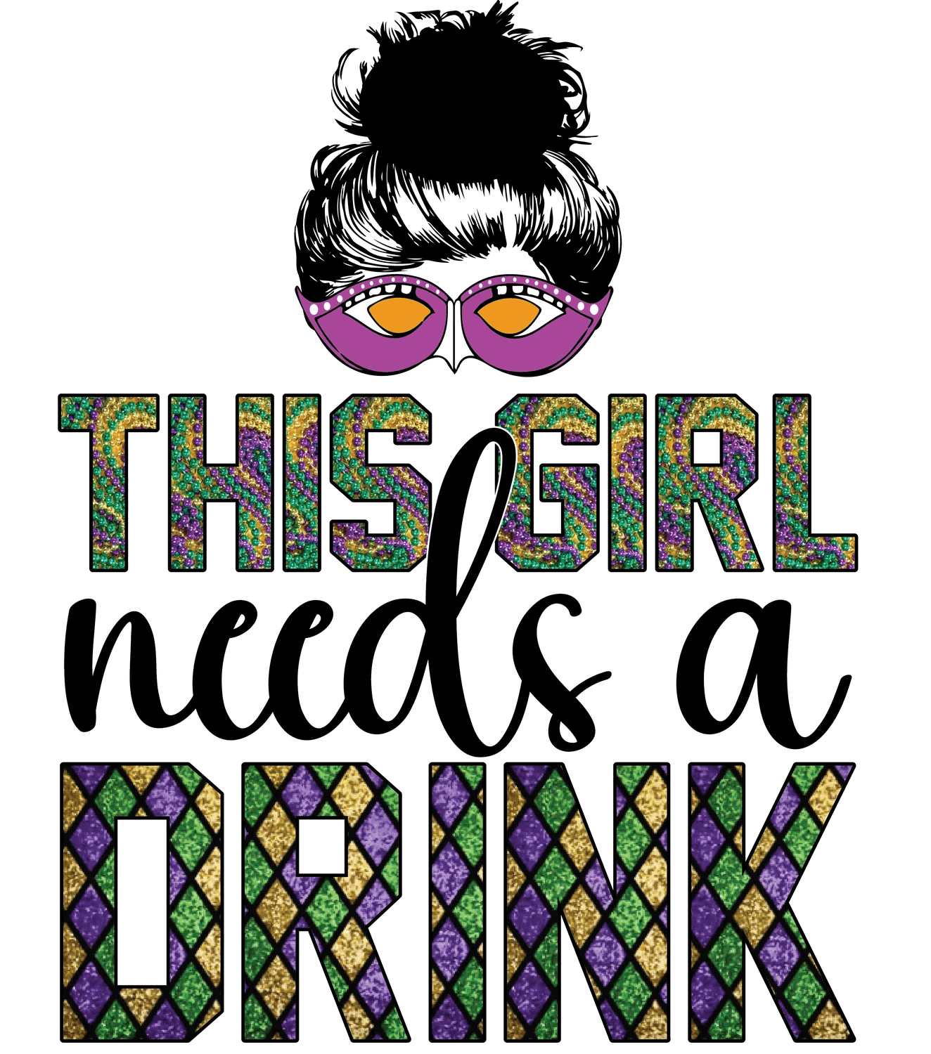 Mardi Gras Fun - DTF Ready to Press - Heat Press Transfer
