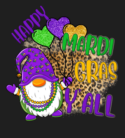 Mardi Gras Gnome - DTF Ready to Press - Heat Press Transfer