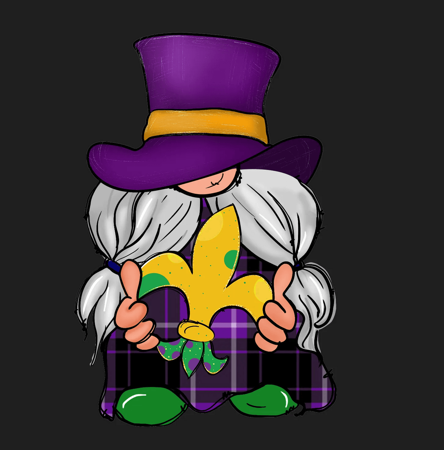 Mardi Gras Gnome - DTF Ready to Press - Heat Press Transfer