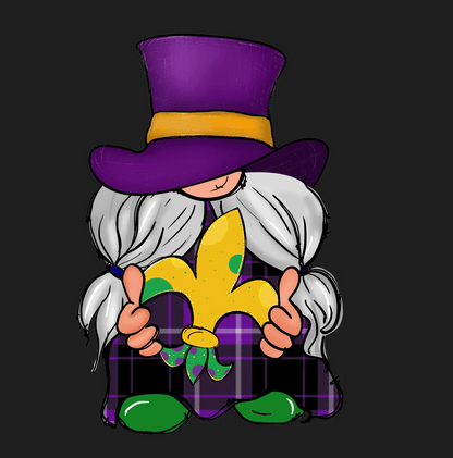 Mardi Gras Gnome - DTF Ready to Press - Heat Press Transfer