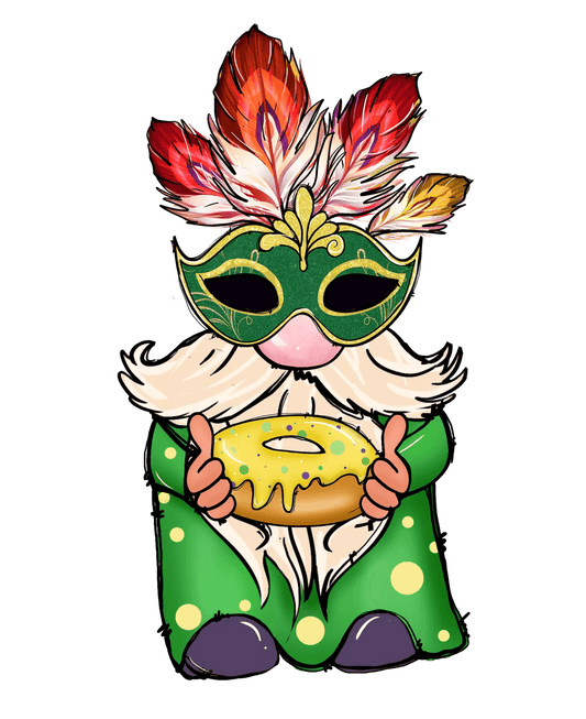 Mardi Gras Gnome - DTF Ready to Press - Heat Press Transfer