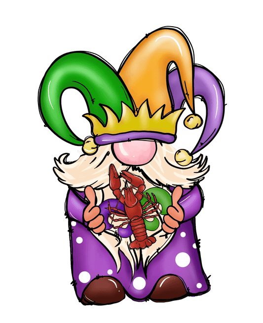 Mardi Gras Gnome - DTF Ready to Press - Heat Press Transfer
