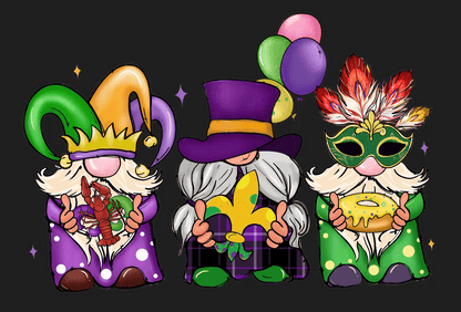Mardi Gras Gnomes - DTF Ready to Press - Heat Press Transfer