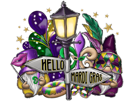 Mardi Gras Gnomes - DTF Ready to Press - Heat Press Transfer