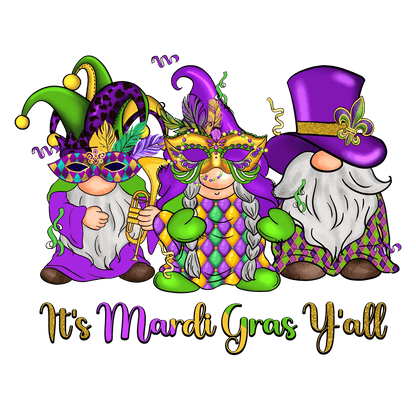 Mardi Gras Gnomes - DTF Ready to Press - Heat Press Transfer