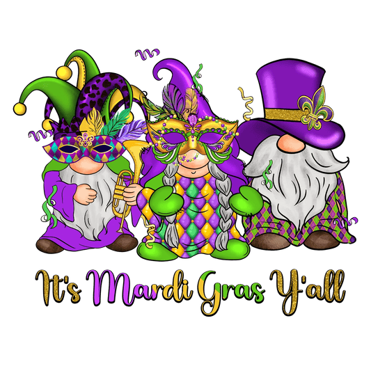Mardi Gras Gnomes - DTF Ready to Press - Heat Press Transfer