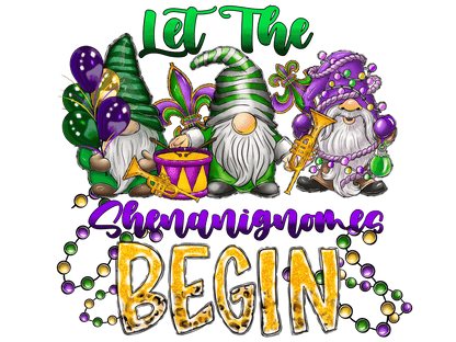 Mardi Gras Gnomes - DTF Ready to Press - Heat Press Transfer