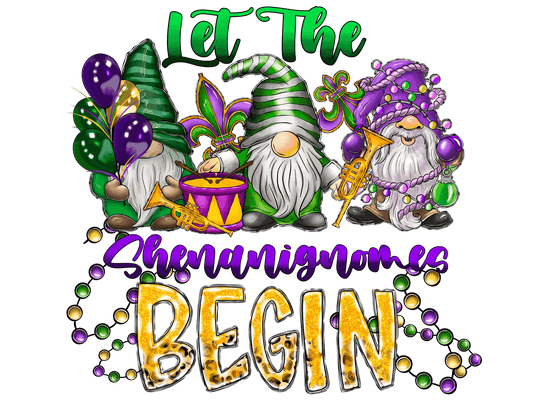 Mardi Gras Gnomes - DTF Ready to Press - Heat Press Transfer