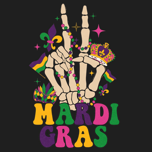 Mardi Gras Hand - DTF Ready to Press - Heat Press Transfer
