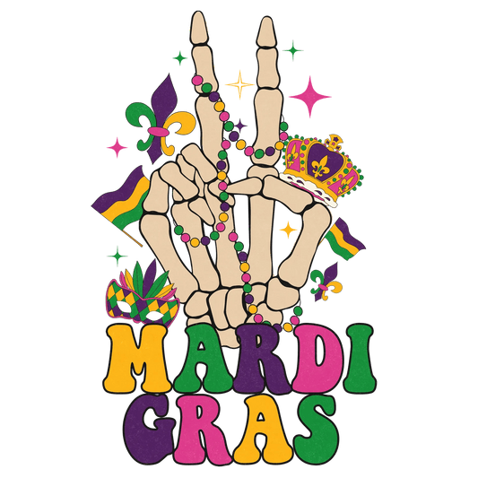 Mardi Gras Hand - DTF Ready to Press - Heat Press Transfer