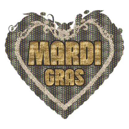 Mardi Gras Heart - DTF Ready to Press - Heat Press Transfer