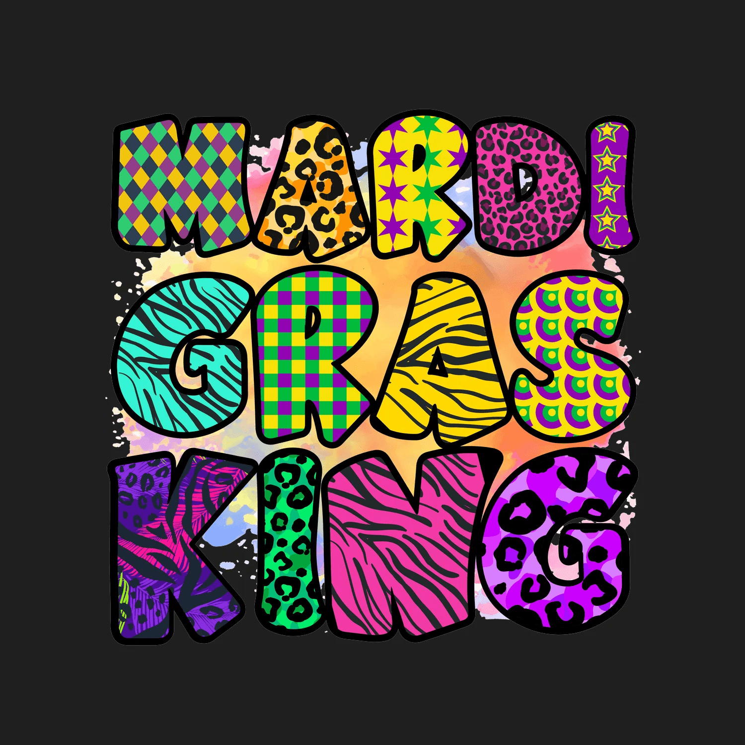 Mardi Gras King - DTF Ready to Press - Heat Press Transfer