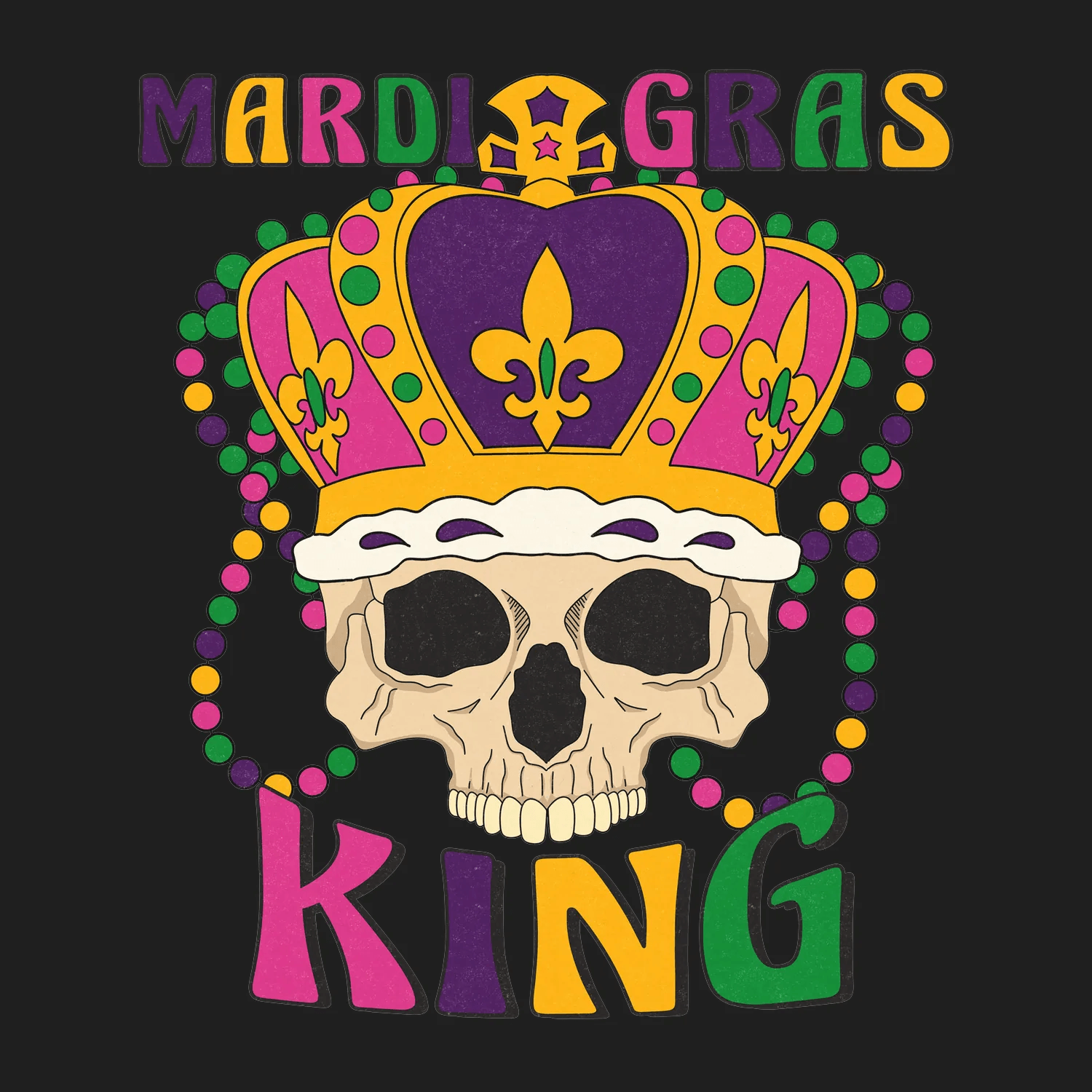 Mardi Gras King - DTF Ready to Press - Heat Press Transfer