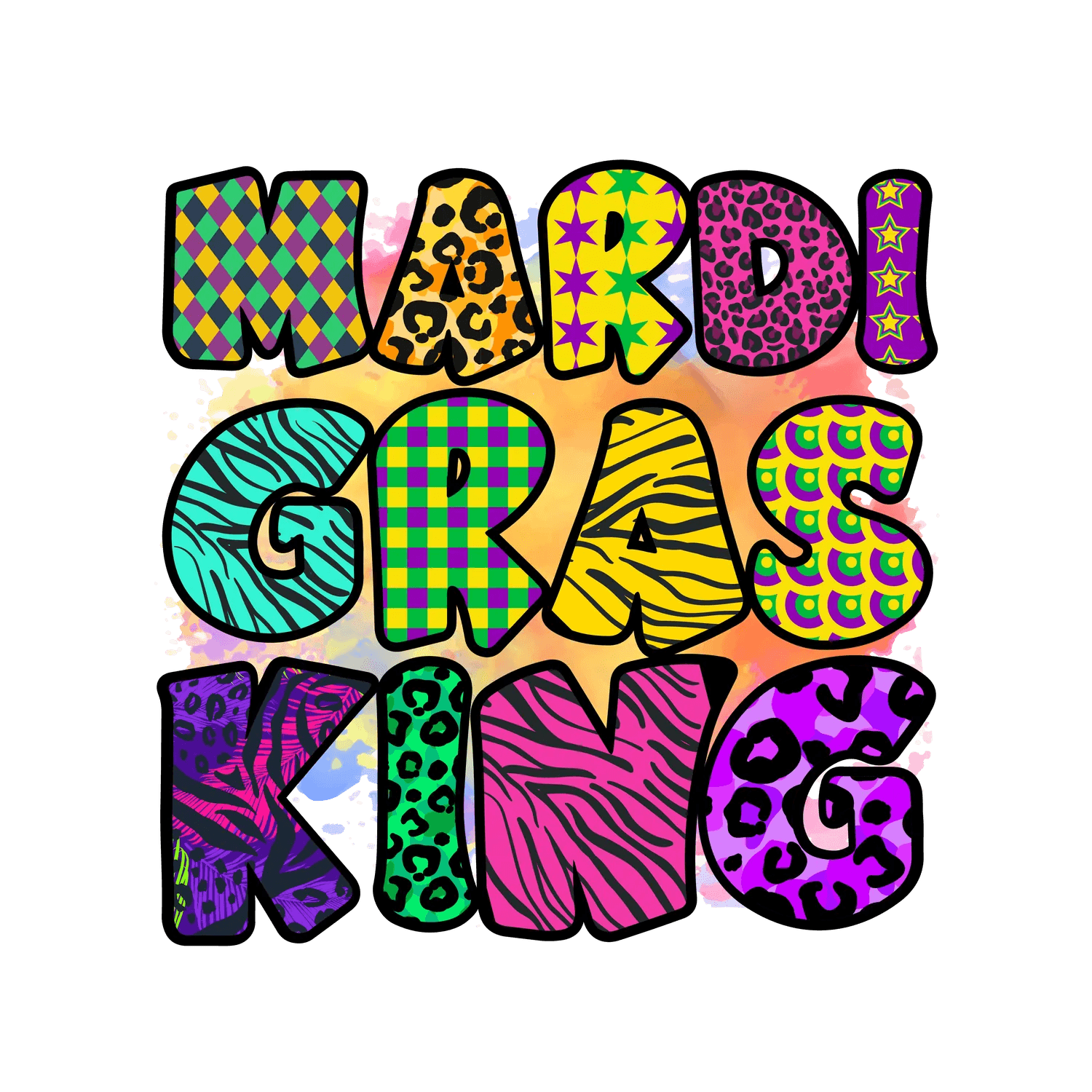 Mardi Gras King - DTF Ready to Press - Heat Press Transfer