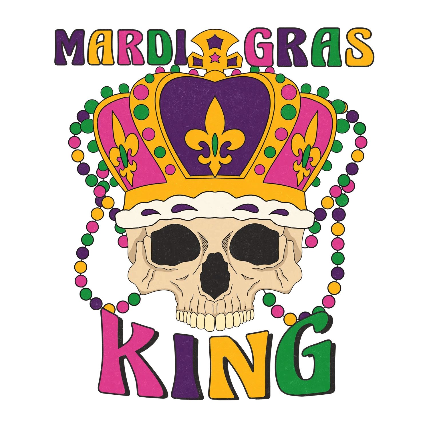 Mardi Gras King - DTF Ready to Press - Heat Press Transfer