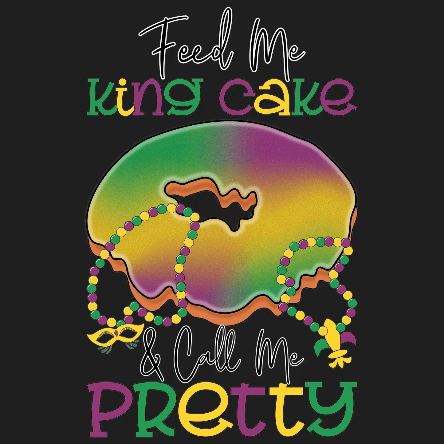 Mardi Gras King Cake - DTF Ready to Press - Heat Press Transfer