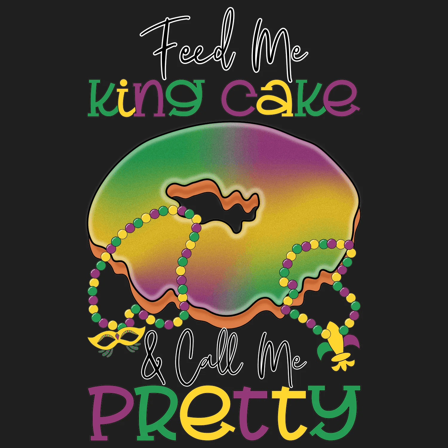 Mardi Gras King Cake - DTF Ready to Press - Heat Press Transfer