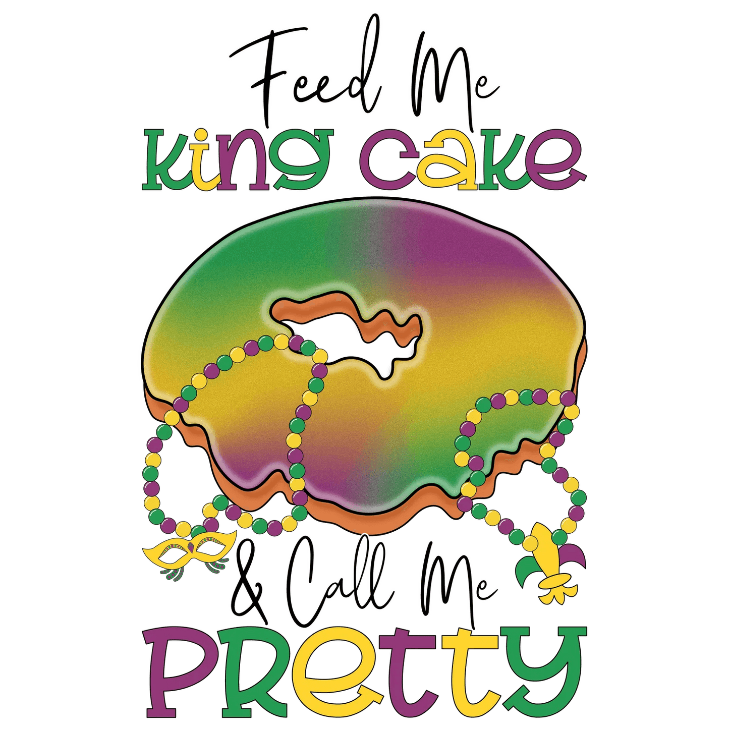 Mardi Gras King Cake - DTF Ready to Press - Heat Press Transfer
