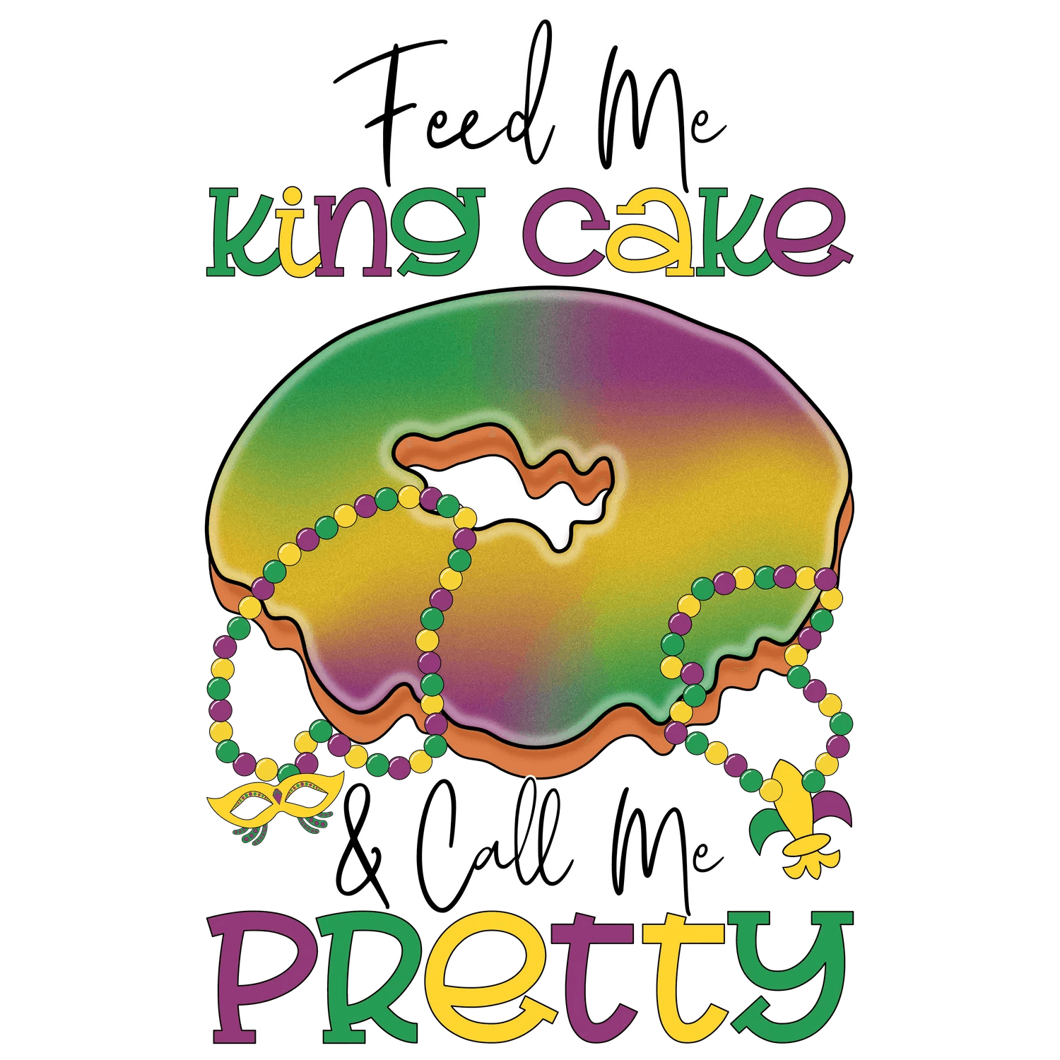 Mardi Gras King Cake - DTF Ready to Press - Heat Press Transfer