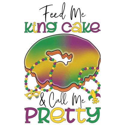 Mardi Gras King Cake - DTF Ready to Press - Heat Press Transfer