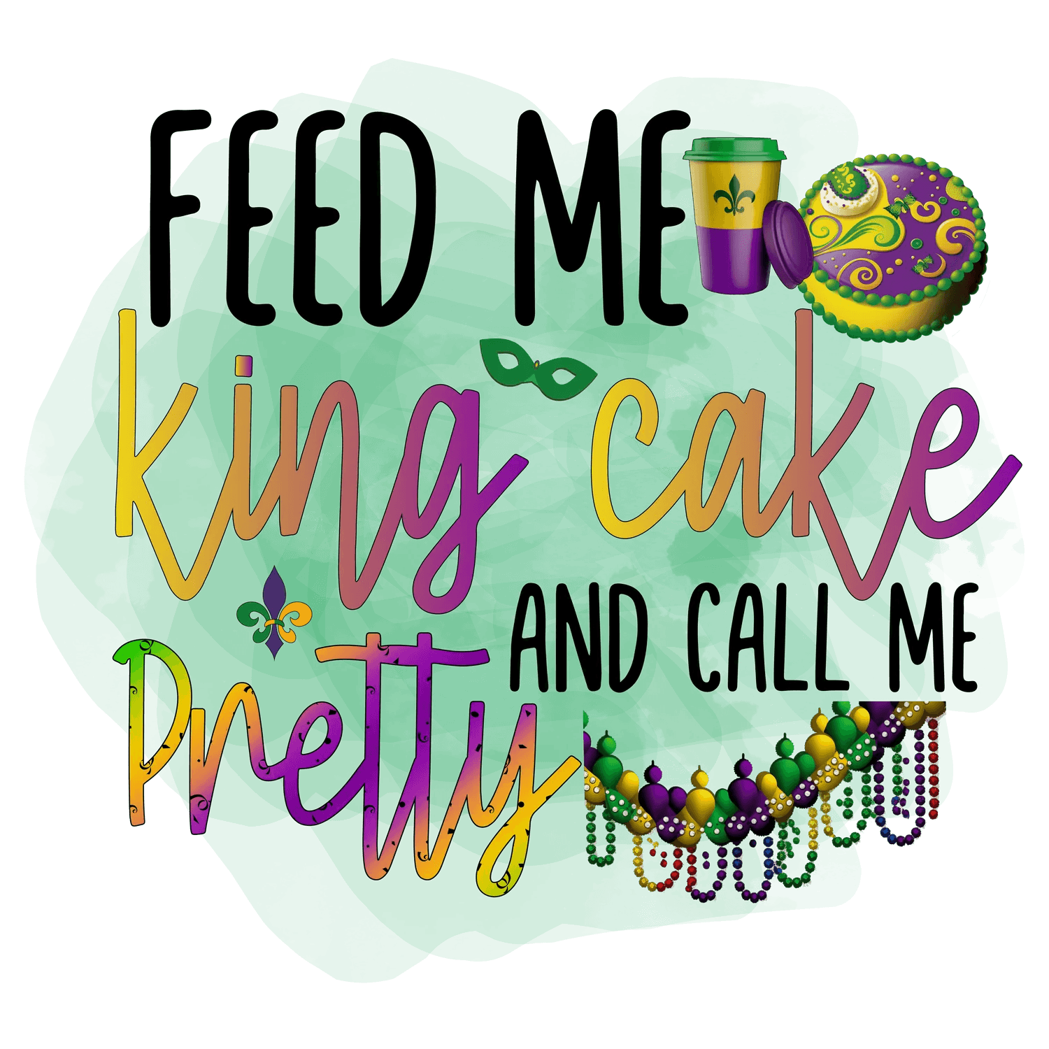 Mardi Gras King Cake - DTF Ready to Press - Heat Press Transfer
