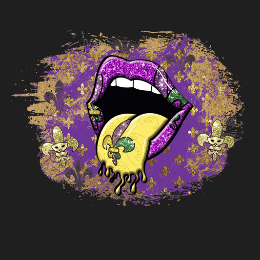 Mardi Gras Lips - DTF Ready to Press - Heat Press Transfer