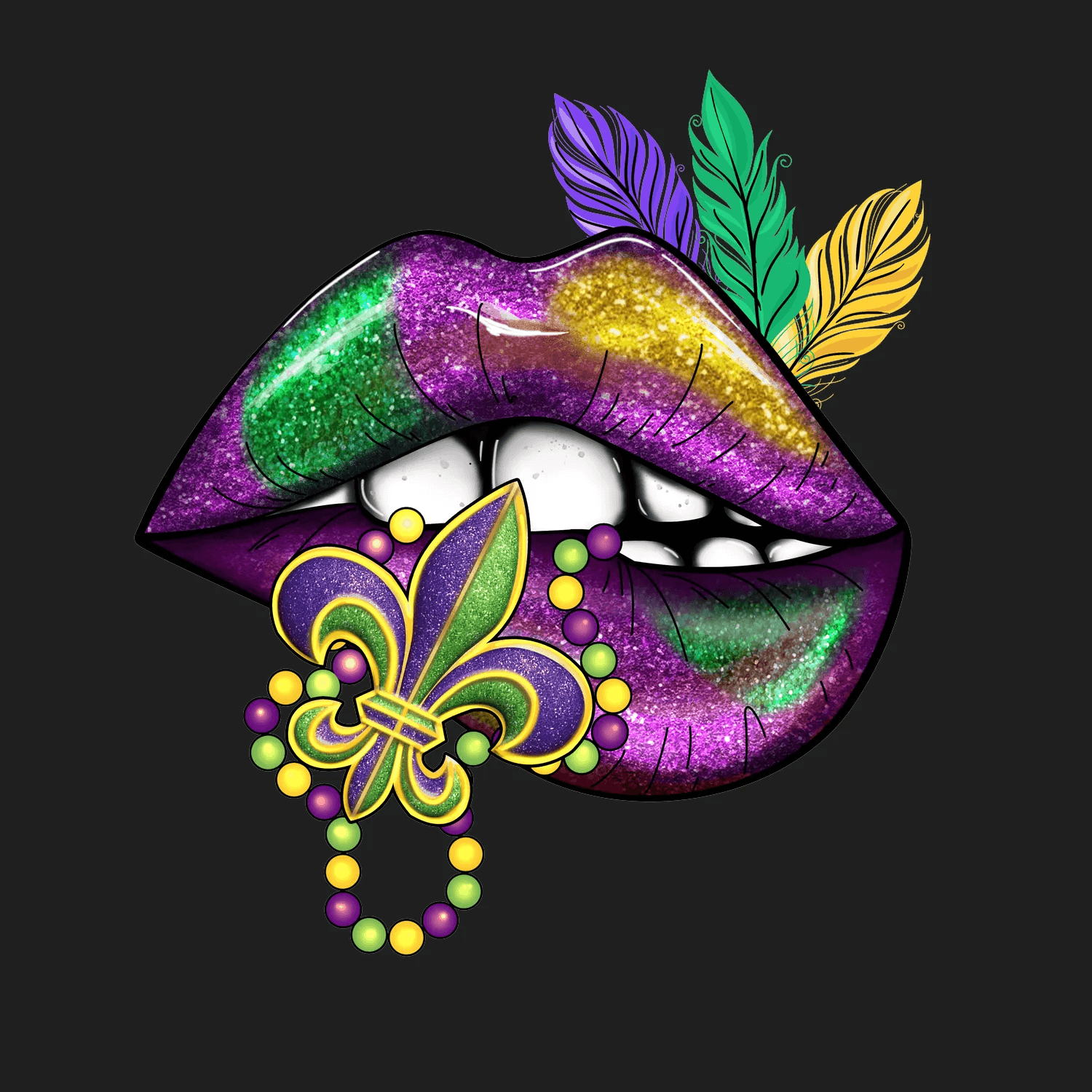 Mardi Gras Lips - DTF Ready to Press - Heat Press Transfer