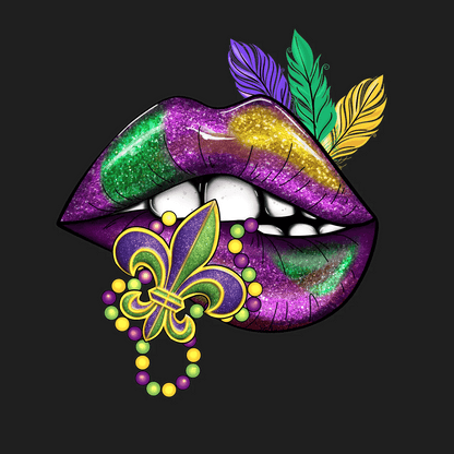 Mardi Gras Lips - DTF Ready to Press - Heat Press Transfer