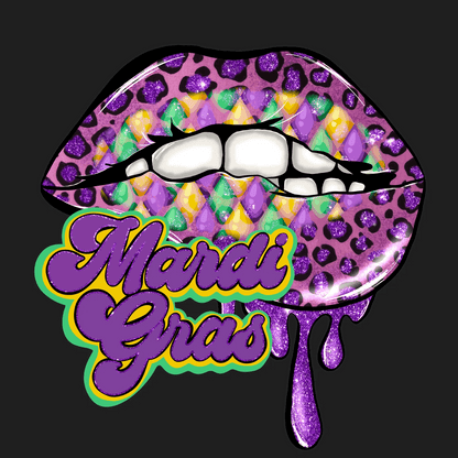 Mardi Gras Lips - DTF Ready to Press - Heat Press Transfer