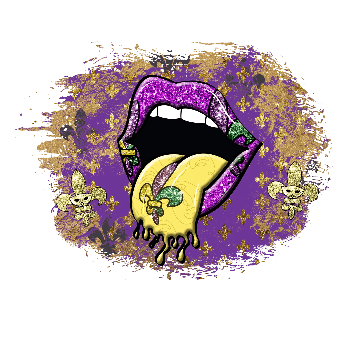 Mardi Gras Lips - DTF Ready to Press - Heat Press Transfer