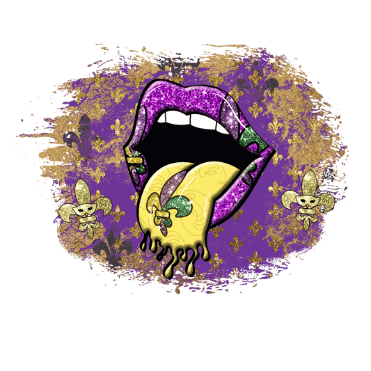 Mardi Gras Lips - DTF Ready to Press - Heat Press Transfer
