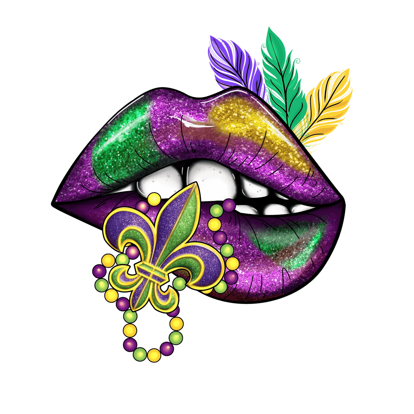 Mardi Gras Lips - DTF Ready to Press - Heat Press Transfer
