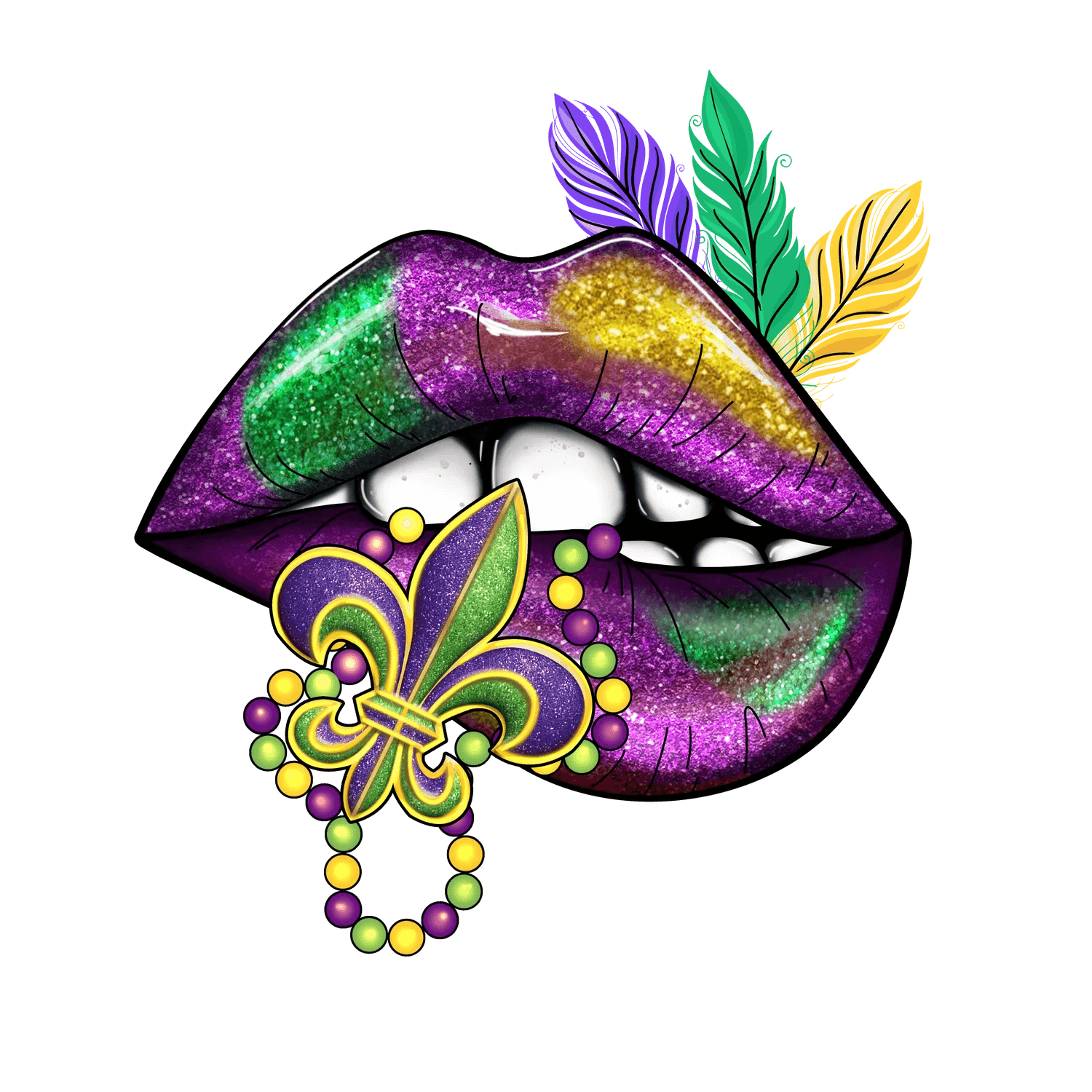 Mardi Gras Lips - DTF Ready to Press - Heat Press Transfer
