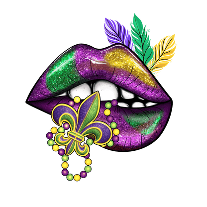 Mardi Gras Lips - DTF Ready to Press - Heat Press Transfer