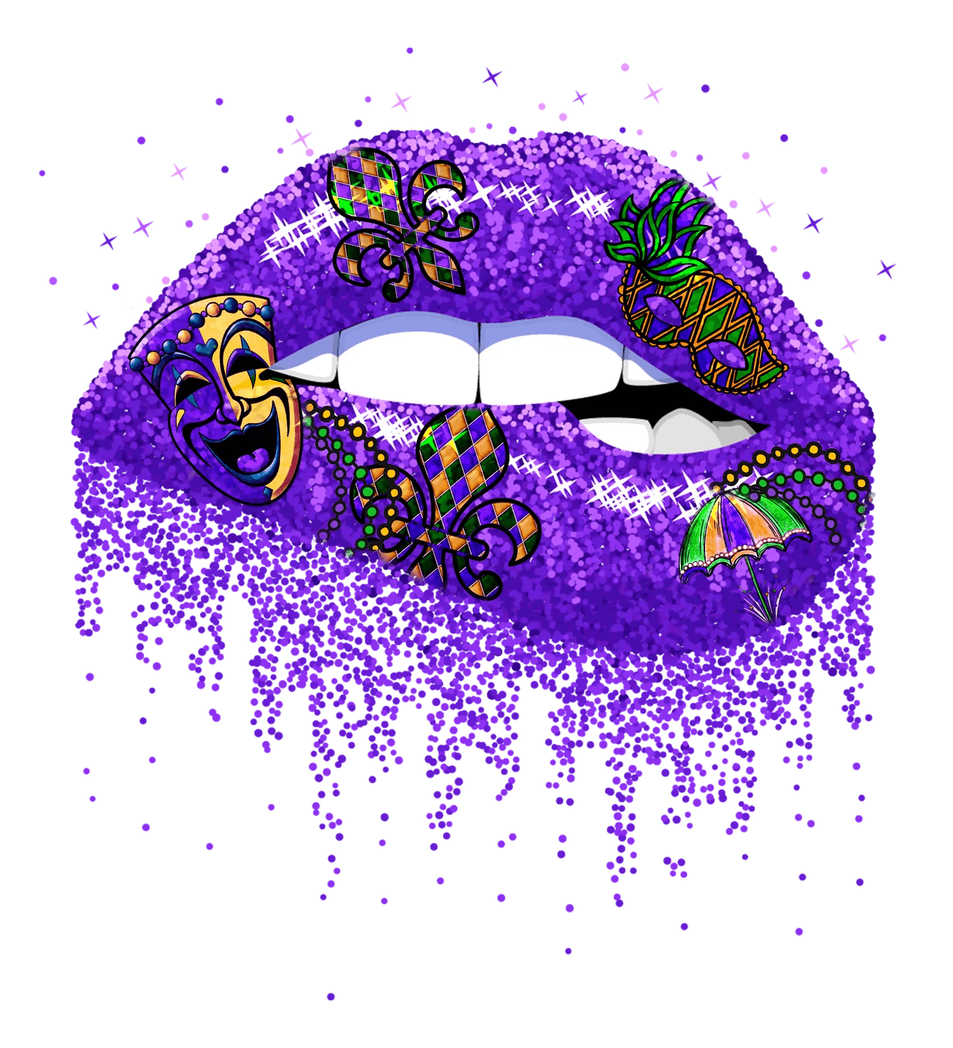 Mardi Gras Lips - DTF Ready to Press - Heat Press Transfer