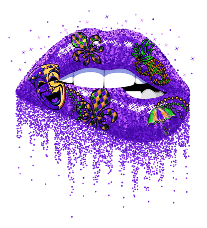 Mardi Gras Lips - DTF Ready to Press - Heat Press Transfer