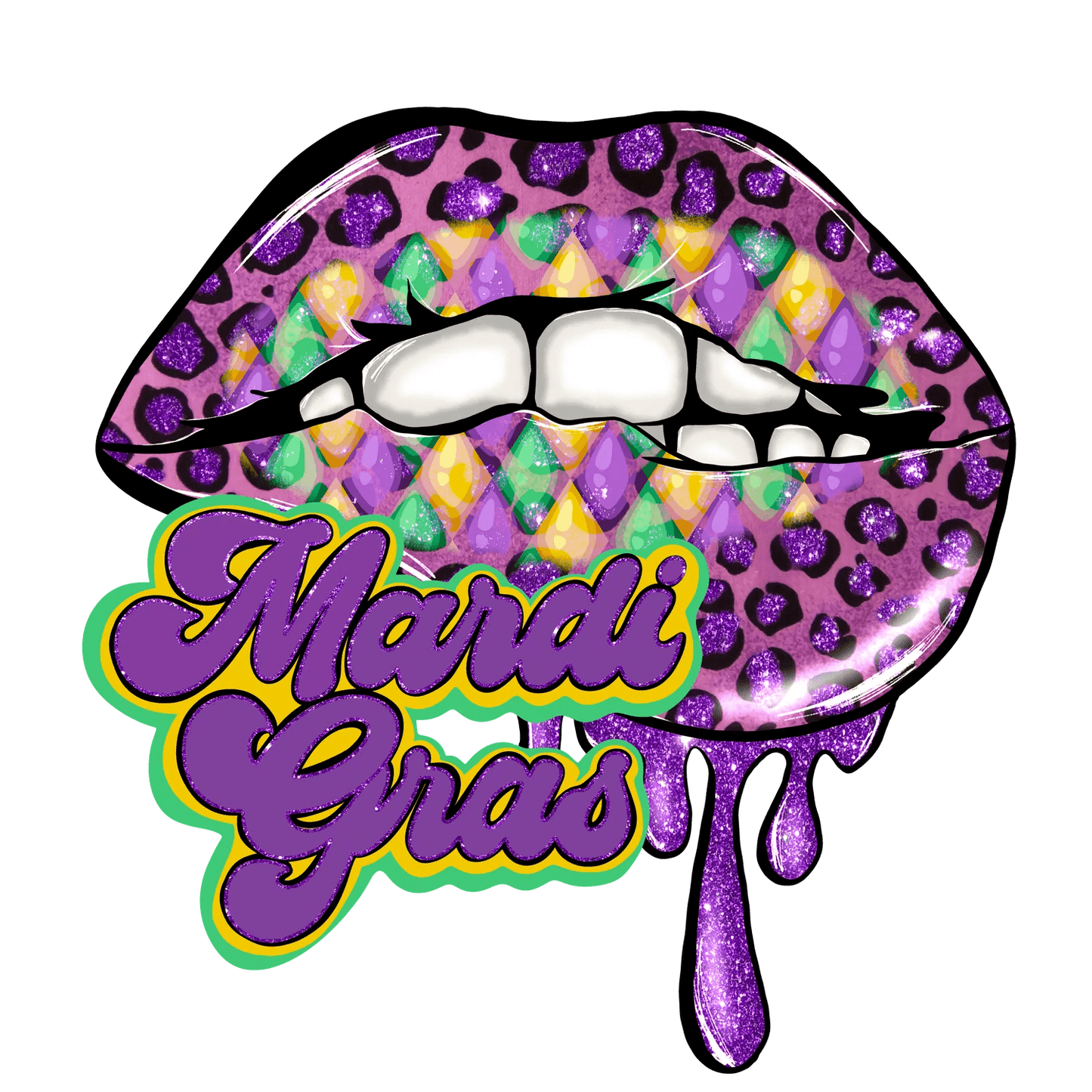 Mardi Gras Lips - DTF Ready to Press - Heat Press Transfer