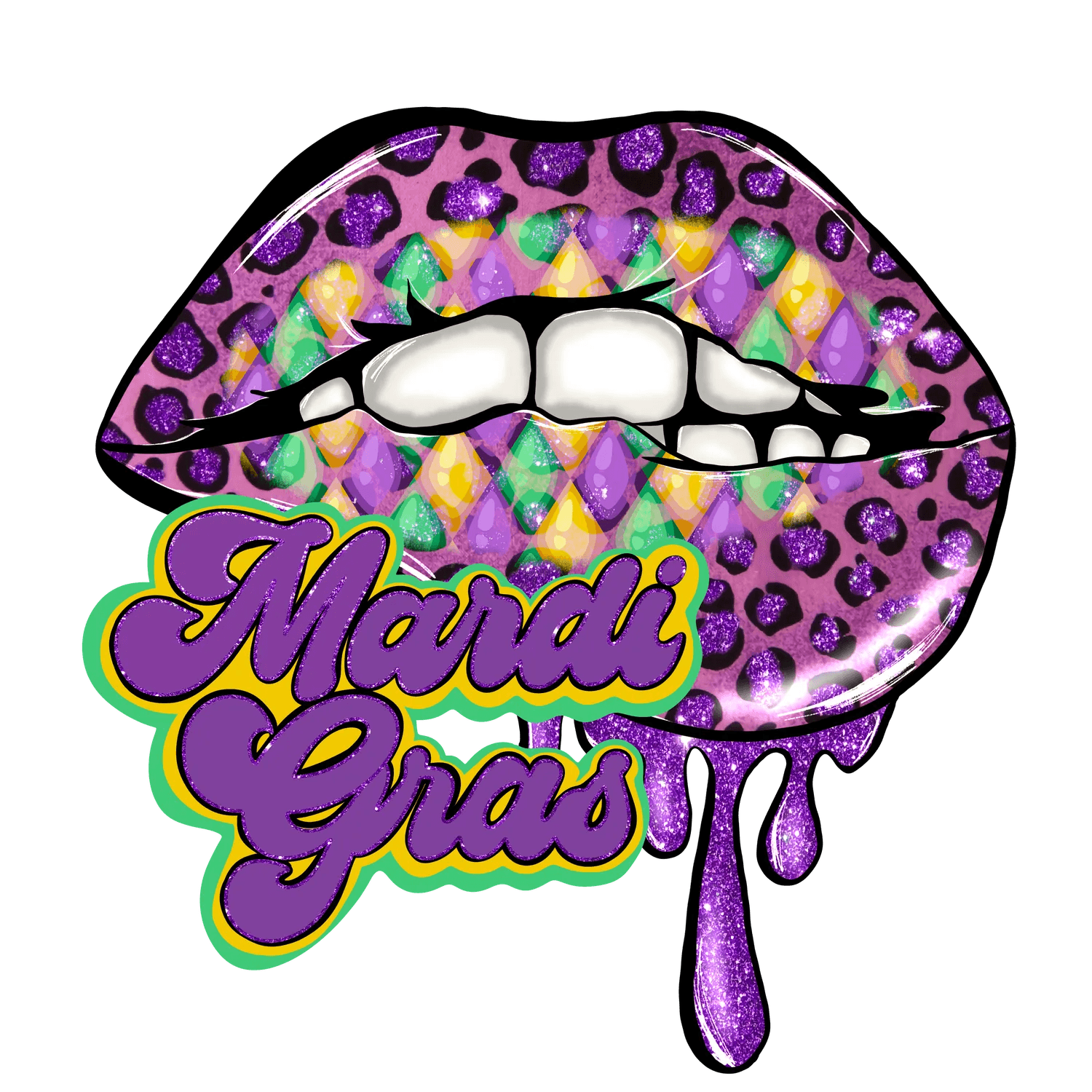 Mardi Gras Lips - DTF Ready to Press - Heat Press Transfer