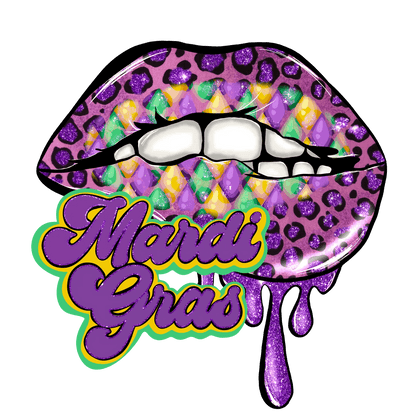 Mardi Gras Lips - DTF Ready to Press - Heat Press Transfer